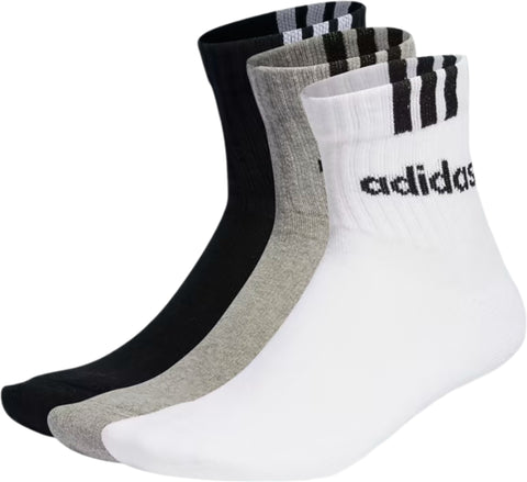 adidas 3-Stripes Linear Half-Crew 3 Pairs Cushioned Socks - Unisex