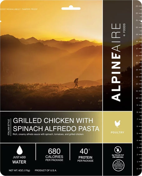 AlpineAire Foods Grilled Chicken with Spinach Alfredo Pasta 