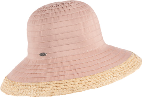 Canadian Hat Cuccia Large Cloche Hat in Ribbon with Raffia - Women's