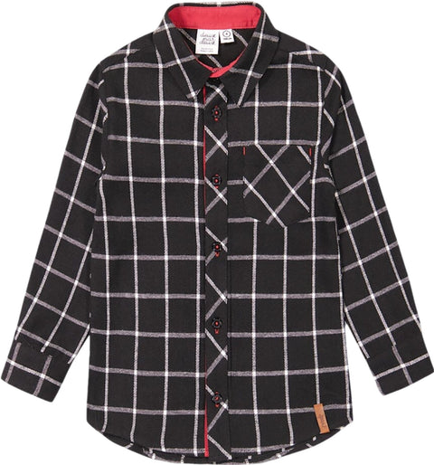 Deux par Deux Plaid Black Flannel Shirt - Little Boys
