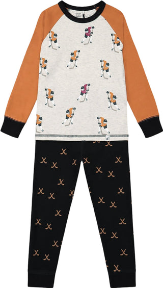 Deux par Deux Organic Cotton Printed Hockey Players Two Piece Pajama Set - Toddler Boys