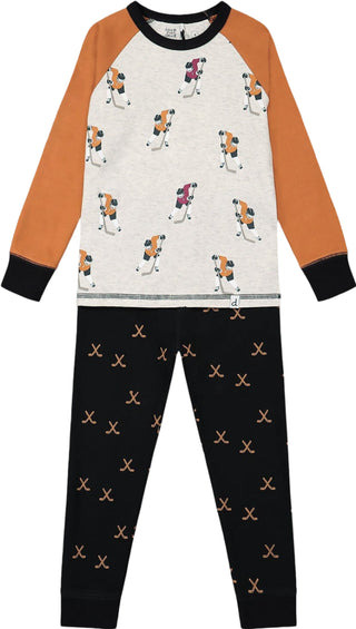 Deux par Deux Organic Cotton Printed Hockey Players Two Piece Pajama Set - Little Boys 