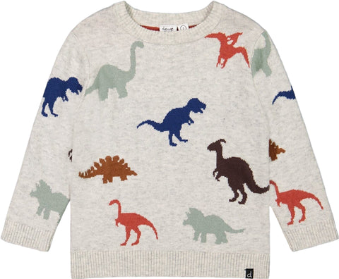 Deux par Deux Intarsia Sweater with Printed Dinosaurs - Big Boys