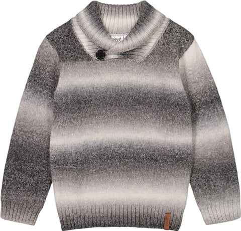 Deux par Deux Grey Gradient Knitted Sweater with Shawl Collar - Little Boys  
