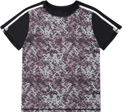 Deux par Deux Pixelated Grey Short Sleeve Athletic Top - Big Boys