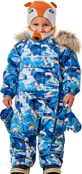 Deux par Deux Printed Animals and Glaciers One Piece Snowsuit - Baby Boy