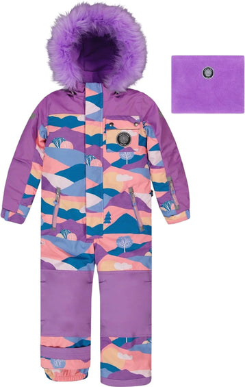 Deux par Deux Faux Fur Printed One Piece Snowsuit - Big Kid