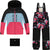 Deux par Deux Two Piece Technical Snowsuit - Little Girl - Colorblock Black Printed Roses