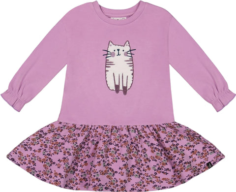 Deux par Deux Super Soft Dress with Print Skirt - Little Girl