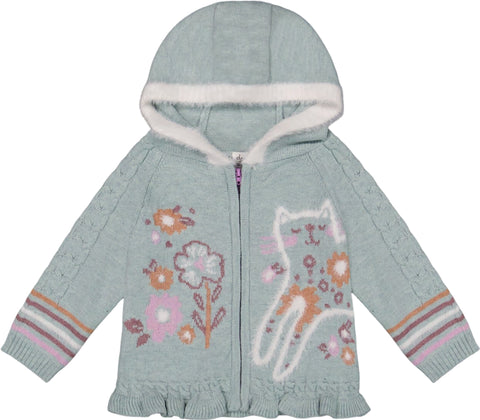 Deux par Deux Jacquard Hooded Knit Cardigan - Baby Girl