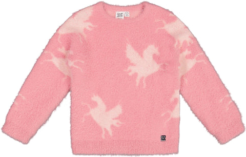 Deux par Deux Jacquard Unicorn Hairy Knit Sweater - Big Girl