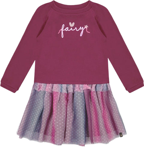 Deux par Deux Bi-Material Dress with Tulle Skirt - Big Girl