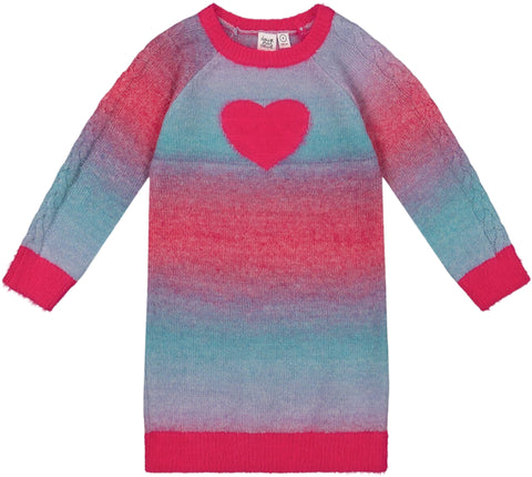 Deux par Deux Knit Dress with Heart Gradient - Little Girl