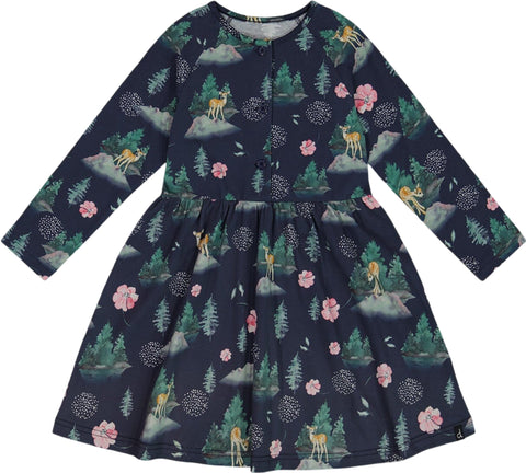 Deux par Deux Printed Bambi Jersey Long Sleeve Dress - Big Girl