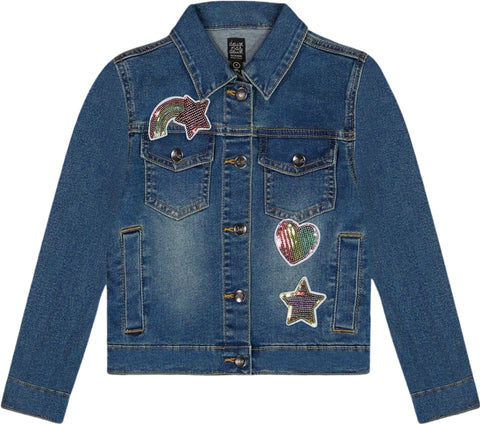 Deux par Deux Denim Jacket with Embroidery Patch - Big Girl