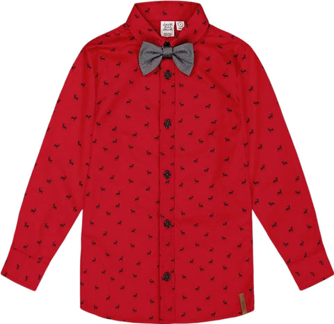 Deux par Deux Printed Shirt with Bow Tie - Baby Boy