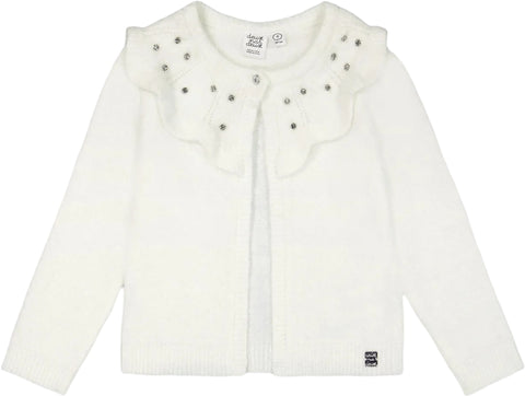 Deux par Deux Knitted Cardigan with Beaded Collar - Big Girl