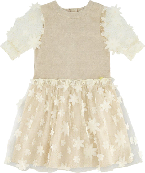 Deux par Deux Elbow Sleeve Dress with Tulle Skirt - Big Girl