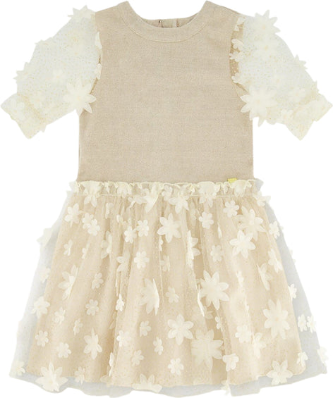 Deux par Deux Elbow Sleeve Dress with Tulle Skirt - Little Girl