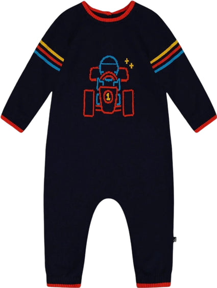 Deux par Deux Jacquard Knitted Jumpsuit with Karting - Baby Boy