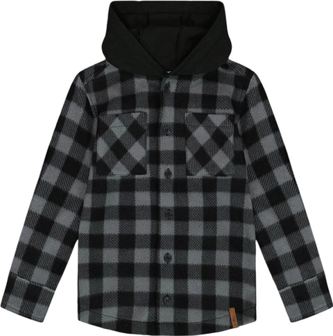 Deux par Deux Plaid Polar Fleece Shirt with Hood - Little Boy