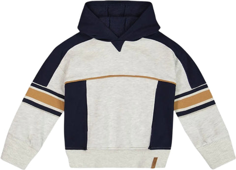 Deux par Deux Hooded Fleece Sweatshirt with Contrast Rib - Little Boy