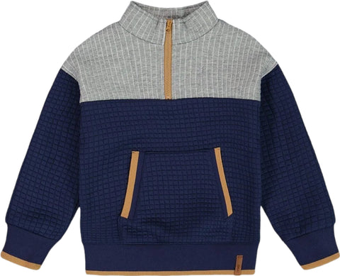 Deux par Deux Quilted Half Zip Top - Big Kids