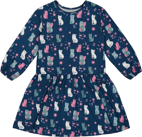 Deux par Deux Printed Long Sleeve Dress - Little Girl