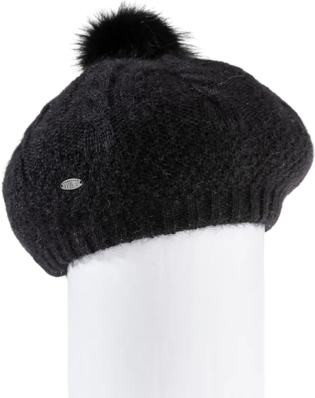 Harricana Virginia Angora Beret Hat with Upcycled Fur Pom -  Women's