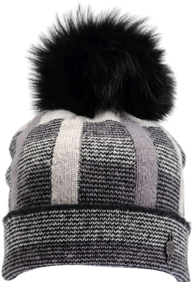 Harricana Beki Plaid Beanie with Upcycled Fur Pom - Women's