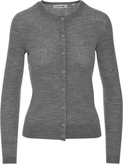 Lacoste Merino Wool 3D Knit Cardigan - Women's