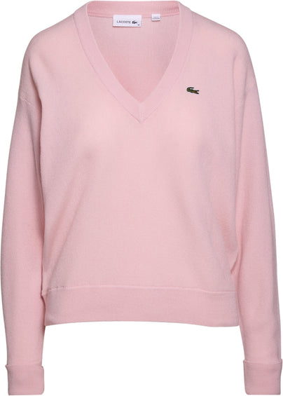 Lacoste Relaxed Fit Carded Wool Moss Stitch Sweater - Women's