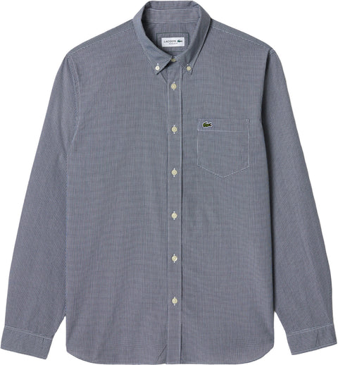 Lacoste Regular Fit Gingham Poplin Long Sleeve Shirt - Men's