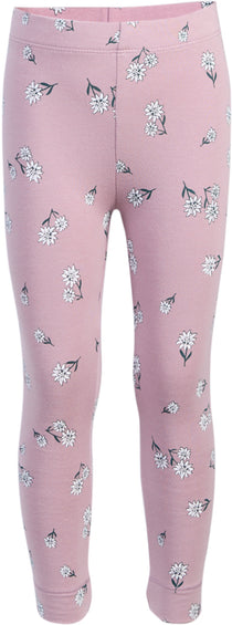 Miles The Label Poinsettia Print on Elderberry Leggings - Girls