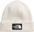 The North Face TNF Logo Box Cuffed Beanie - Unisex - White Dune