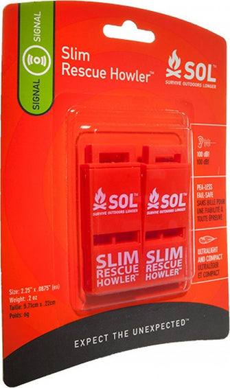 Adventure Medical Kits Set of 2 Slim Rescue Howler Whistle - Survive Outdoors Longer