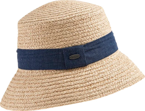 Canadian Hat Celia Flat Top Linen Ribbon Cloche Hat - Women's