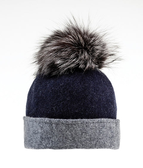 Canadian Hat Cut and saw beanie with fur pompom