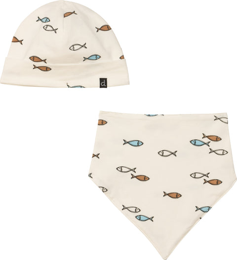 Deux par Deux Organic Cotton Hat and Bib Set - Baby Boy