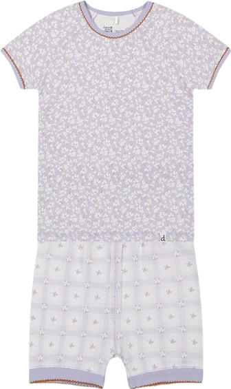 Deux par Deux Organic Cotton Printed Little Flowers Two Piece Pajama Set - Big Girls