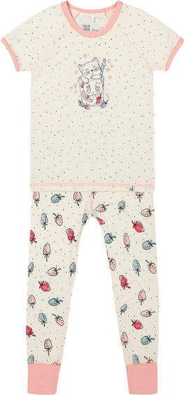 Deux par Deux Organic Cotton Printed Strawberry Two Piece Pajama Set - Baby Girls 