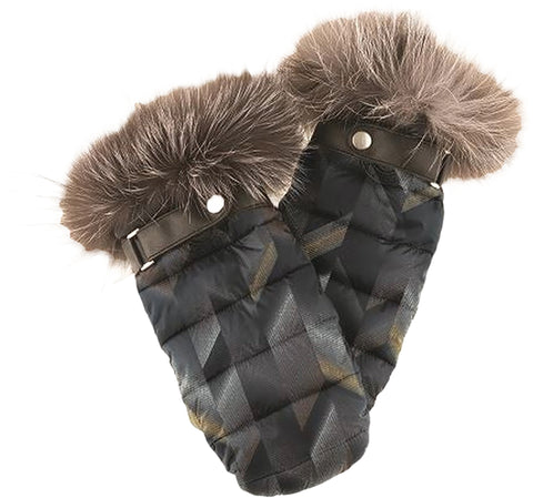 Harricana Puffer Mittens with Upcycled Fur Trim - Women's