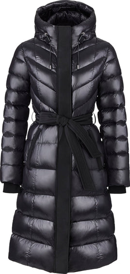 Mackage Coralia Light Down Coat with Hood and Sash Belt - Women's